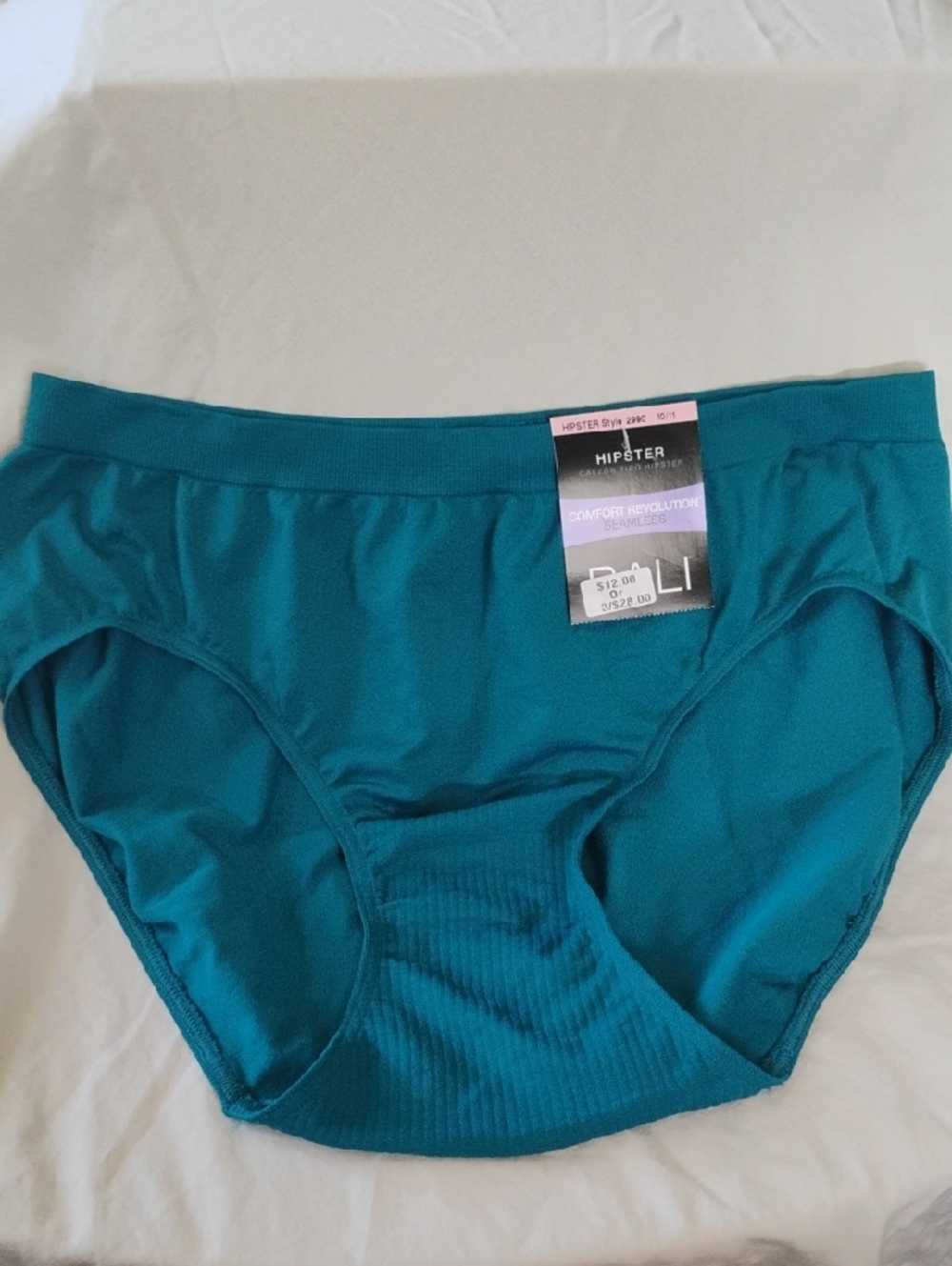 2 Bali Hipster Seamless Briefs Sz 10/11 Teal And White Brand New With Tags